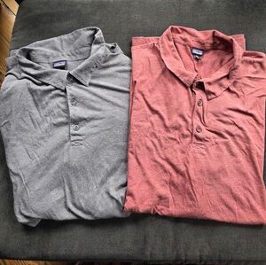 Patagonia Men's Gray & Maroon Polo Shirts. Set Of 2. XXL. Cotton, Lightweight.